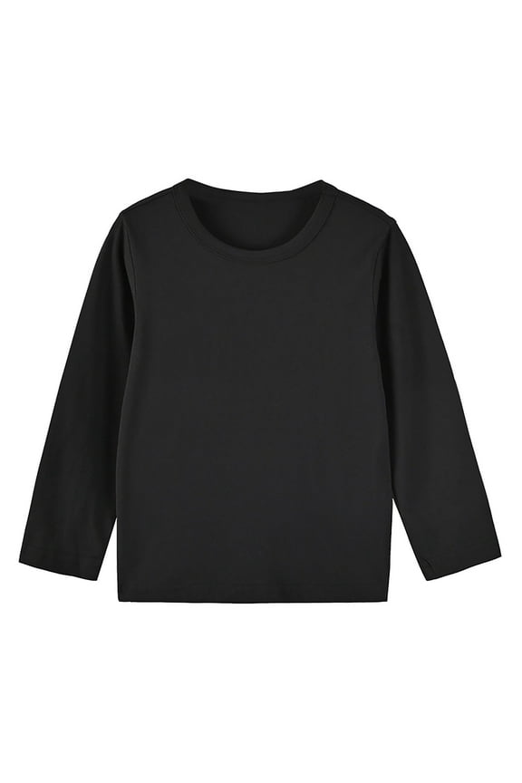 Toddler Boys Girls Long Sleeve Tees Cotton Tops Round Neck Solid Color T-Shirts Fall Winter Shirts