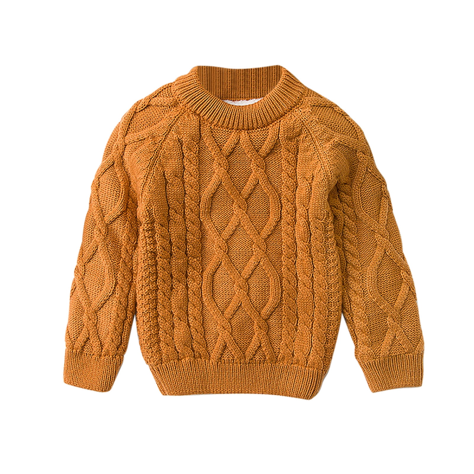 Posijego Toddler Boys Girls Padded Sweater Crewneck Cable Knit
