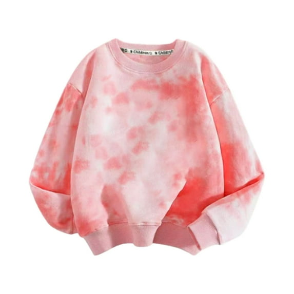 Posijego Toddler Boys Girls Sweatshirt Crewneck Long Sleeve Tie Dye Pullover Top Baby Fall Winter Outfit