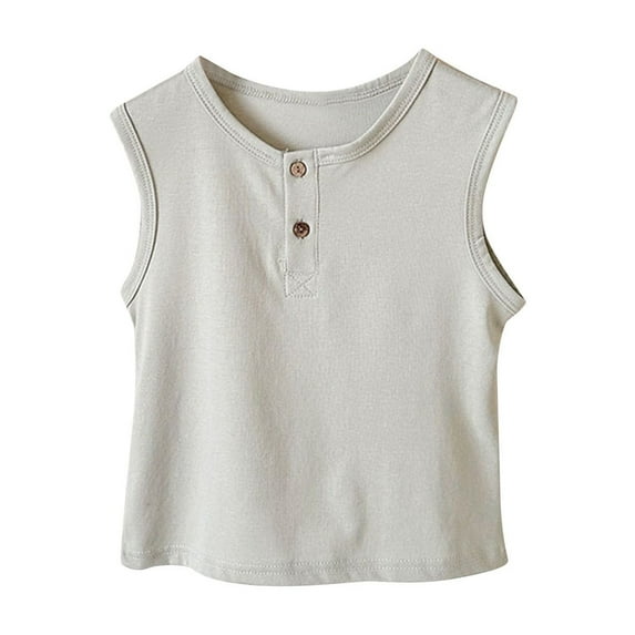 Posijego Toddler Boys Girls Tank Tops Sleeveless Cotton Shirts Crew Neck Casual Basic Tank Tees