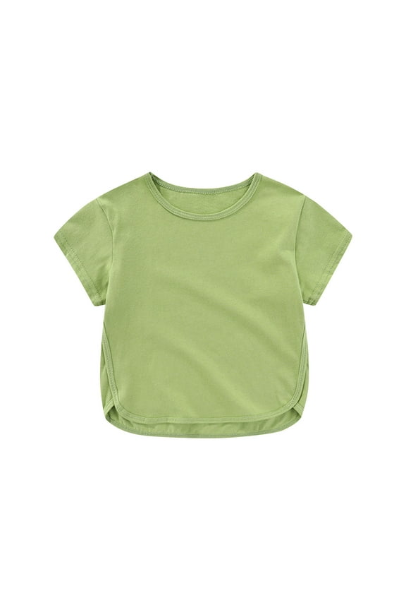 Toddler Cotton Short Sleeve Shirts Plain Basic Tee Tops Kids Boys Girls Summer T-Shirts Solid Color