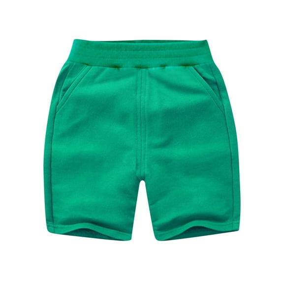 Posijego Toddler Cotton Shorts Solid Color Elastic Waist Jogger Shorts Casual Summer Shorts for Boys Girls