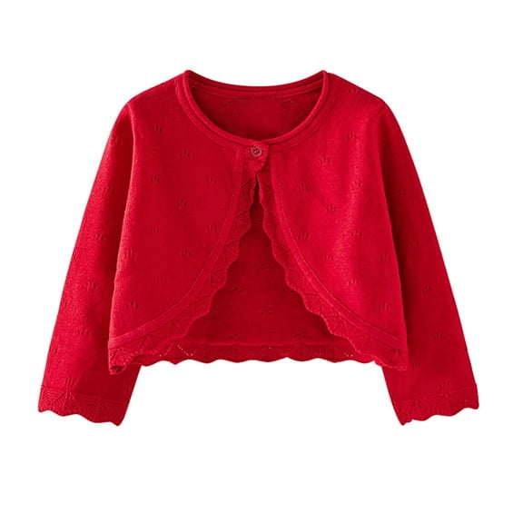 Posijego Toddler Girls Bolero Cardigan Sweater Little Girls Knit Long Sleeve Button Cover up Cropped Tops