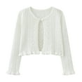 thumbnail image 1 of Posijego Toddler Girls Bolero Cardigan Sweater Little Girls Knit Long Sleeve Button Cover up Cropped Tops, 1 of 7