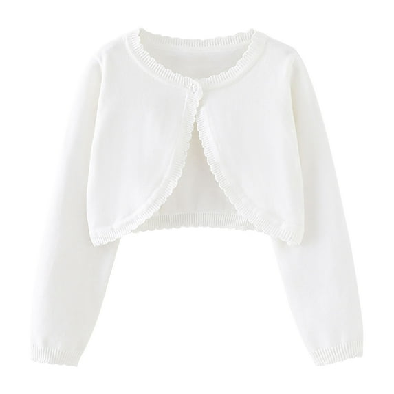 Posijego Toddler Girls Bolero Cardigan Sweater Little Girls Knit Long Sleeve Button Cover up Cropped Tops