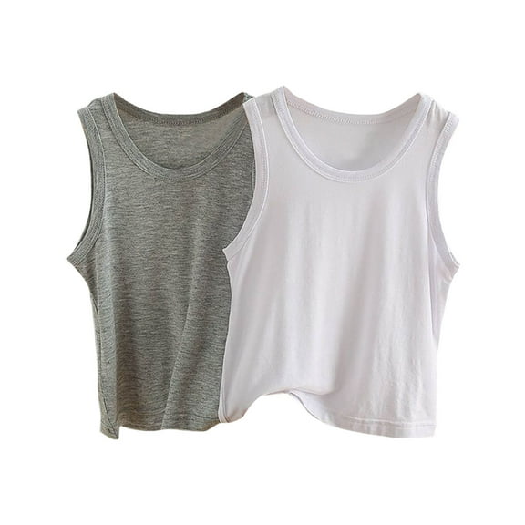 Posijego Toddler Girls Boys 2 Pack Tank Tops Cotton Undershirts Soft Sleeveless Tank Shirts for Kids