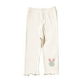 thumbnail image 1 of Posijego Toddler Girls Capri Leggings Elastic Waist Ribbed Cropped Leggings Lightweight Cotton 3/4 Pants, 1 of 6