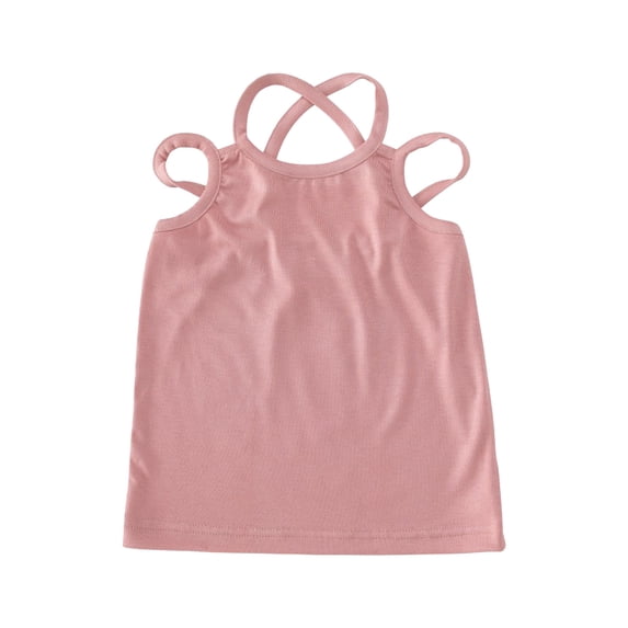 Posijego Toddler Girls Cotton Tank Tops Racerback Backless Sleeveless Camisoles Dance Tank Tops for Little Girls