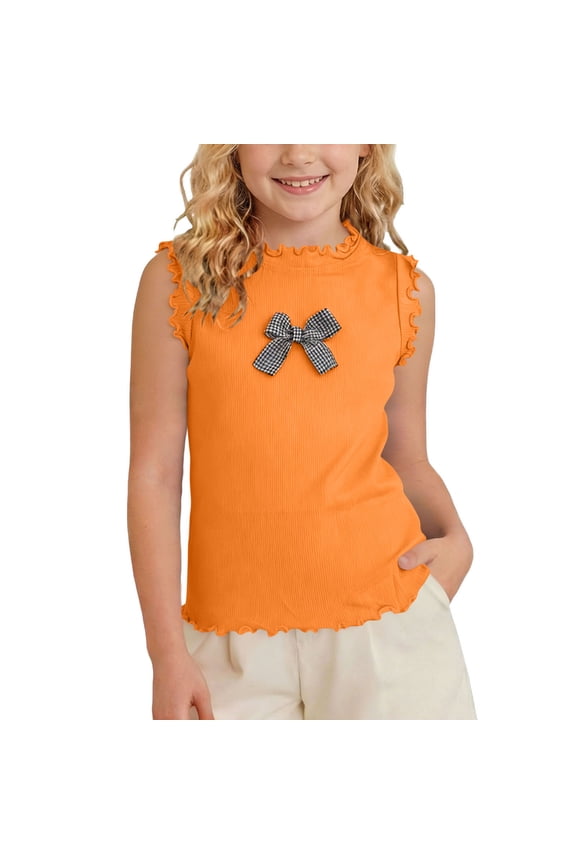 Toddler Girls Cute Tank Tops Bow Front Sleeveless Tank Shirts for Little Girls Summer Going out Tank Tops