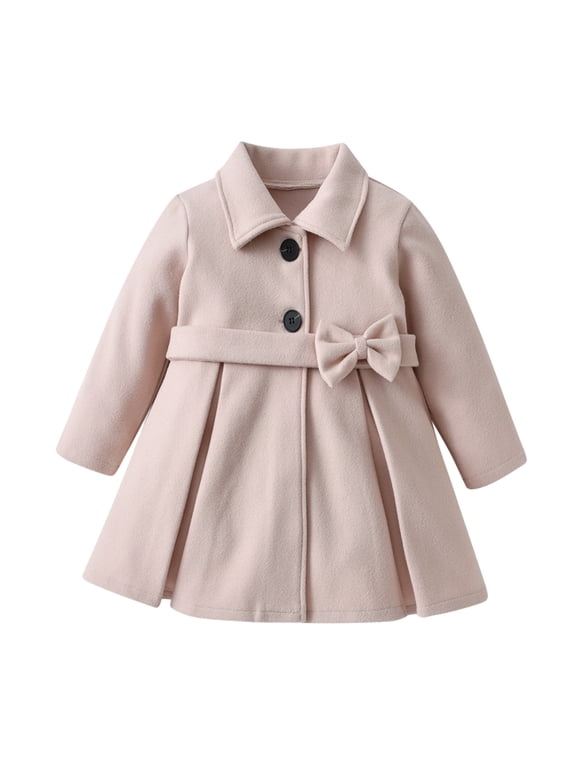 Toddler Girls Dress Coat Single Breasted Long Sleeve Lapel Trench Coat kids Jacket Outwear with Belt