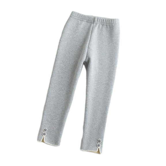 Posijego Toddler Girls Fleece Lined Leggings Warm Cotton Thick Basic Full Length Bottom Tights Pants for Kids