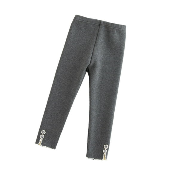 Posijego Toddler Girls Fleece Lined Leggings Warm Cotton Thick Basic Full Length Bottom Tights Pants for Kids