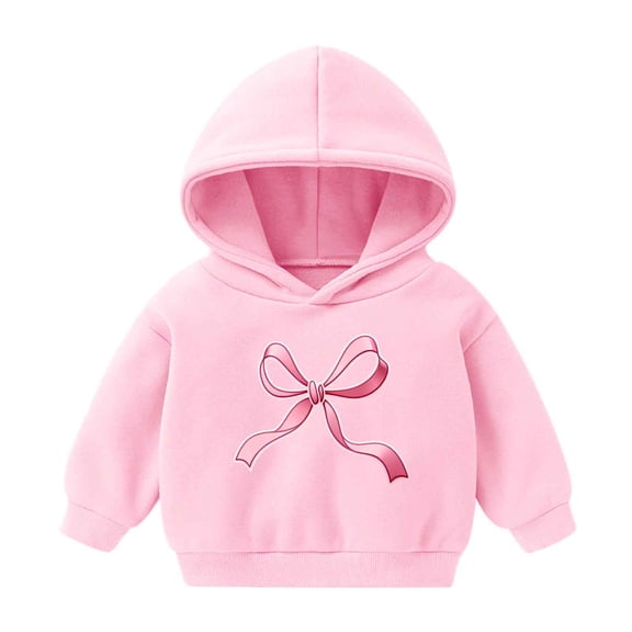 Posijego Toddler Girls Hoodies Bow Print Sweatshirt Spring Long Sleeve Pullover Lightweight Tops for Little Girls
