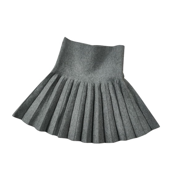 Posijego Toddler Girls Pleated Skirts High Waist Stretch Solid Color A-Line Mini Short Skirt School Uniform Skirts