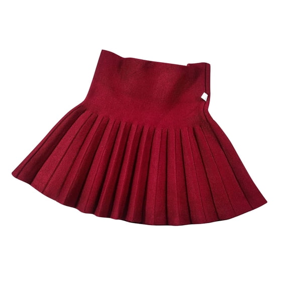 Posijego Toddler Girls Pleated Skirts High Waist Stretch Solid Color A-Line Mini Short Skirt School Uniform Skirts