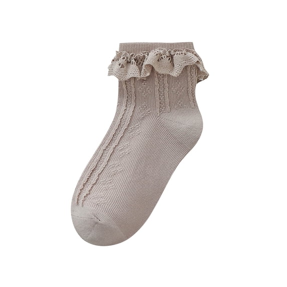 Posijego Toddler Girls Ruffle Socks School Uniform Dress Socks Little Girl Lace Turn Cuff Crew Socks Princess Socks