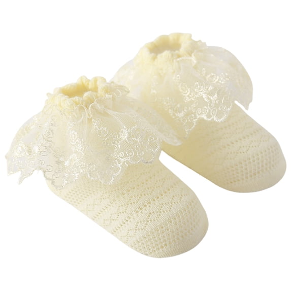 Posijego Toddler Girls Ruffle Socks Turn Cuff Lace Frilly Dress Socks for Kids Girls Princess Ankle Socks Age 0-5 Years