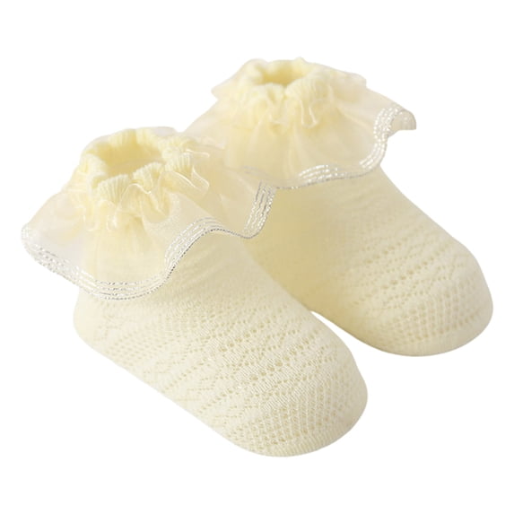 Posijego Toddler Girls Ruffle Socks Turn Cuff Lace Frilly Dress Socks for Kids Girls Princess Ankle Socks Age 0-5 Years