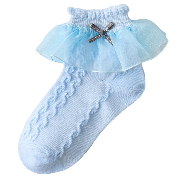 Posijego Toddler Girls Ruffled Socks Lace Turn Cuffs Frilly Ankle Socks School Uniform Dress Socks for Little Girls 1-13 Years