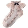 thumbnail image 1 of Posijego Toddler Girls Ruffled Socks Lace Turn Cuffs Frilly Ankle Socks School Uniform Dress Socks for Little Girls 1-13 Years, 1 of 3