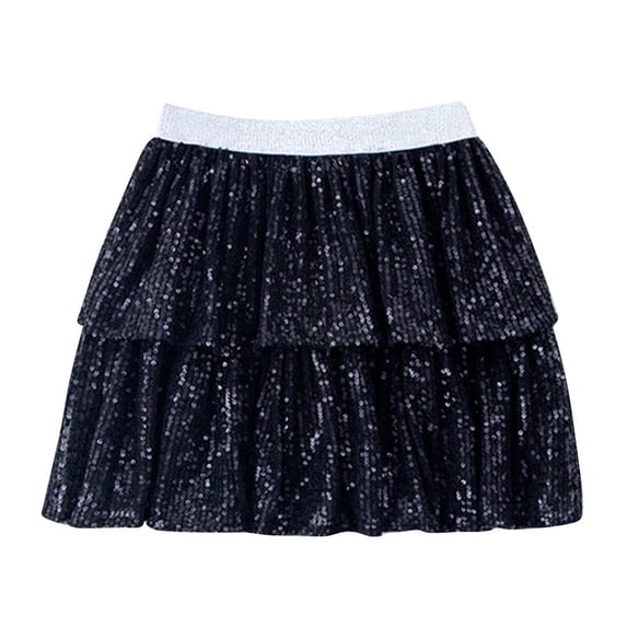 Posijego Toddler Girls Sequin Skirts Elastic Waist Glitter Sparkly Party Dance Mini Short Skirts for Kids Girls