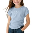 thumbnail image 1 of Posijego Toddler Girls Shirts Summer Short Sleeve Cotton T-Shirts for Kids Ruched Cute Blouses for Little Girls 6M-7Y, 1 of 4