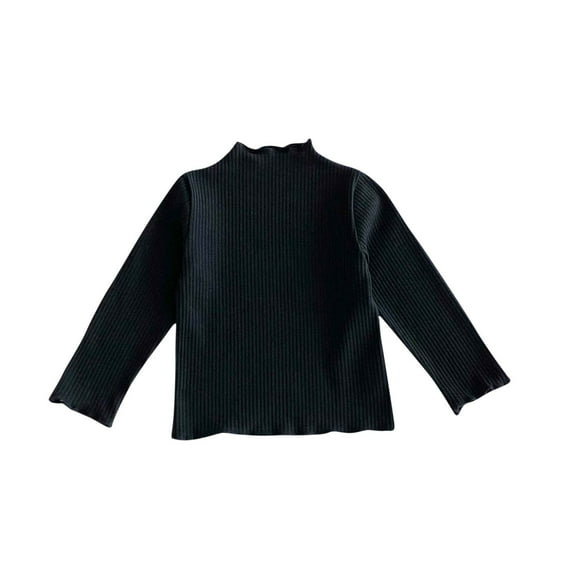 Posijego Toddler Kids Baby Girls Ribbed Long Sleeve Shirt Mock Turtleneck Basic Tee Top Little Girl Fall Winter