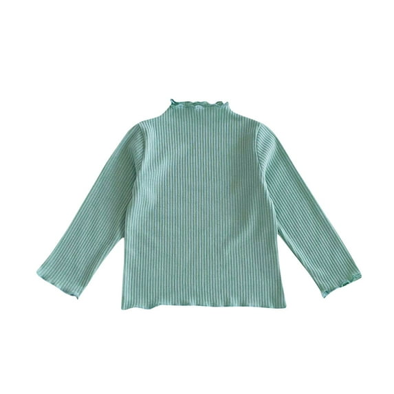 Posijego Toddler Kids Baby Girls Ribbed Long Sleeve Shirt Mock Turtleneck Basic Tee Top Little Girl Fall Winter