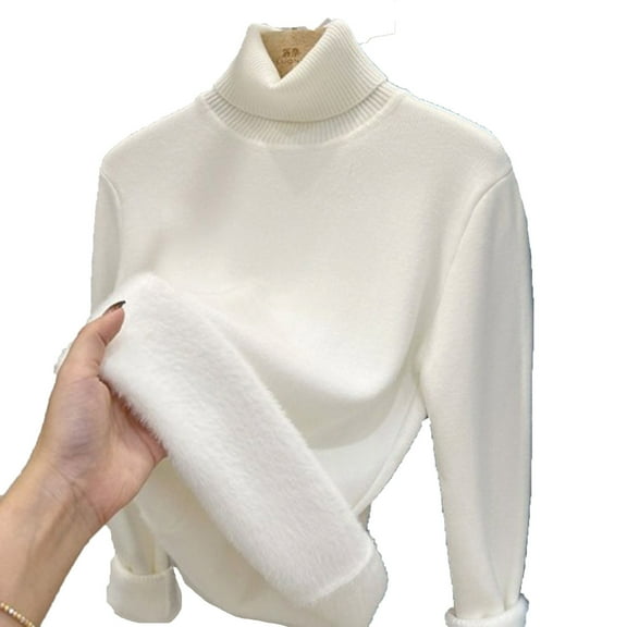 Posijego Turtleneck Sweaters for Women Plush Lined Long Sleeve Sweater Fall Winter Warm Pullover Tops