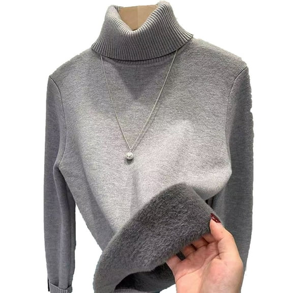 Posijego Turtleneck Sweaters for Women Plush Lined Long Sleeve Sweater Fall Winter Warm Pullover Tops