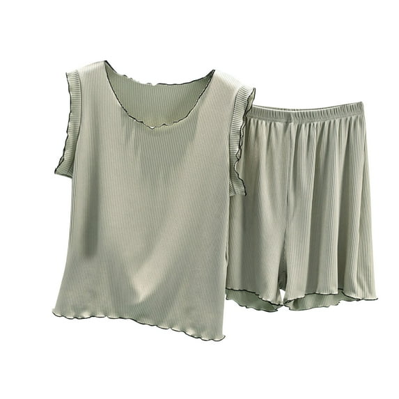 Posijego Two Piece Pj Set for Women Ribbed Tank Tops Lounge Shorts Womens Pajama Sets Sleepwear