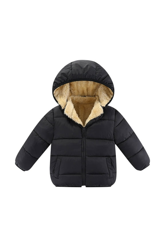 Unisex Baby Girl Boy Winter Coat Fleece Padded Jacket Toddler Warm Puffer Outerwear with Hooded