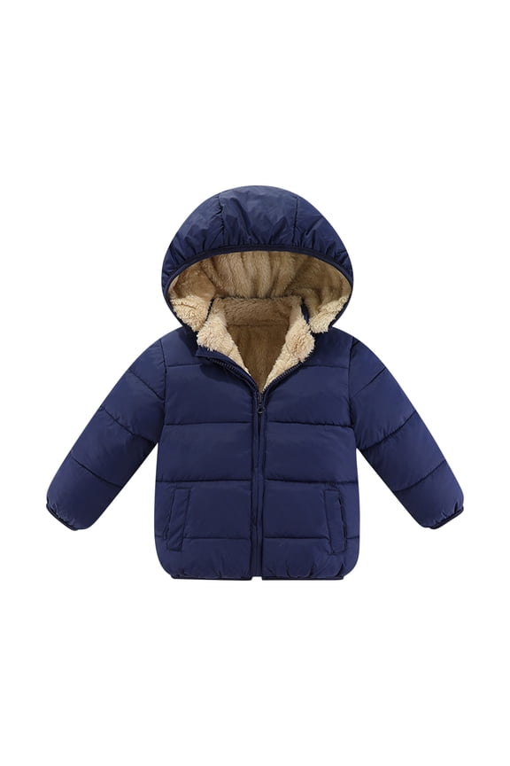 Unisex Baby Girl Boy Winter Coat Fleece Padded Jacket Toddler Warm Puffer Outerwear with Hooded