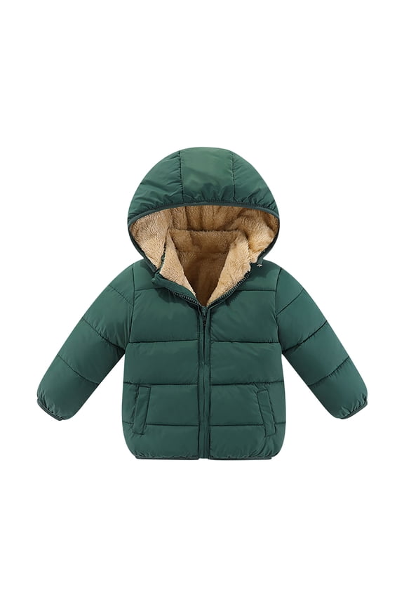 Unisex Baby Girl Boy Winter Coat Fleece Padded Jacket Toddler Warm Puffer Outerwear with Hooded