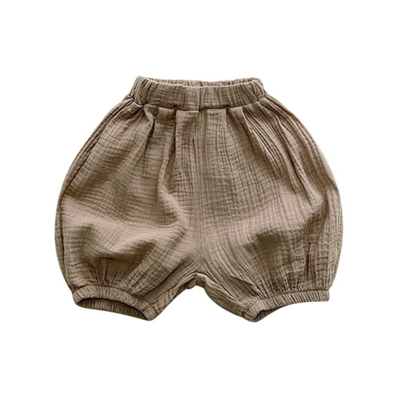 Posijego Unisex Girls Boys Cotton Linen Shorts Elastic Waist Casual Bloomers Shorts for Kids 2-10T