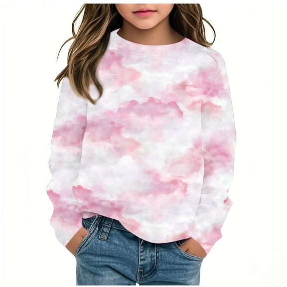 Posijego Unisex Girls Boys Tie-Dye Sweatshirts Spring Long Sleeve Shirt for Kids Trendy Pullover Tops