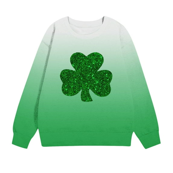 Posijego Unisex Toddler St Patrick's Day Sweatshirts Clover Print Long Sleeve Pullover Tops Spring Shirt for Kids