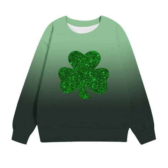 Posijego Unisex Toddler St Patrick's Day Sweatshirts Clover Print Long Sleeve Pullover Tops Spring Shirt for Kids