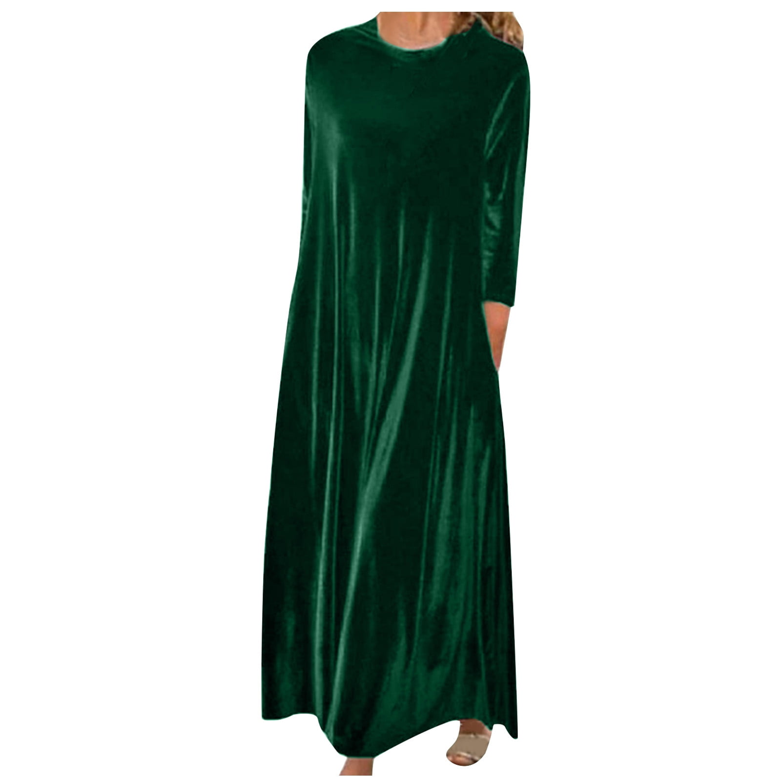 Velvet Floral Long Sleeve Backless Maxi Dress main image 0