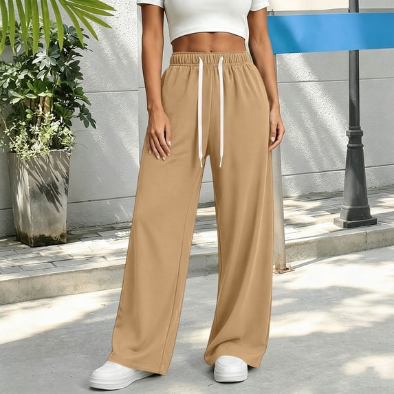 Posijego Wide Leg Sweatpants Womens High Waist Baggy Lounge Pants with Pockets Athletic Running Sweat Pants