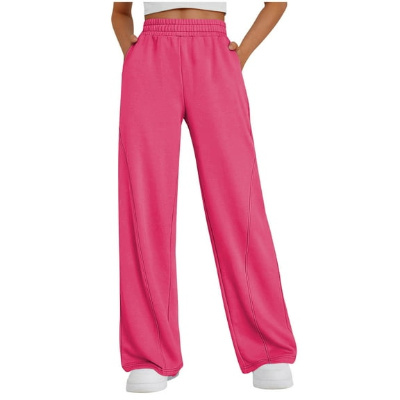 Posijego Wide Leg Sweatpants for Women Open Bottom Joggers Elastic Waist Baggy Casual Lounge Pants