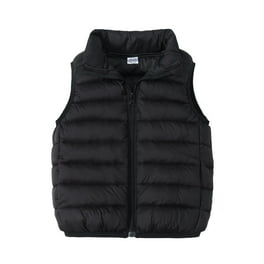 TOWED22 Girl s and Boy s Warm Puffer Vest Child Kids Toddler Baby Boys Girls Sleeveless Winter Solid Coats Hooded Jacket Vest Black 10 12 Y Walmart