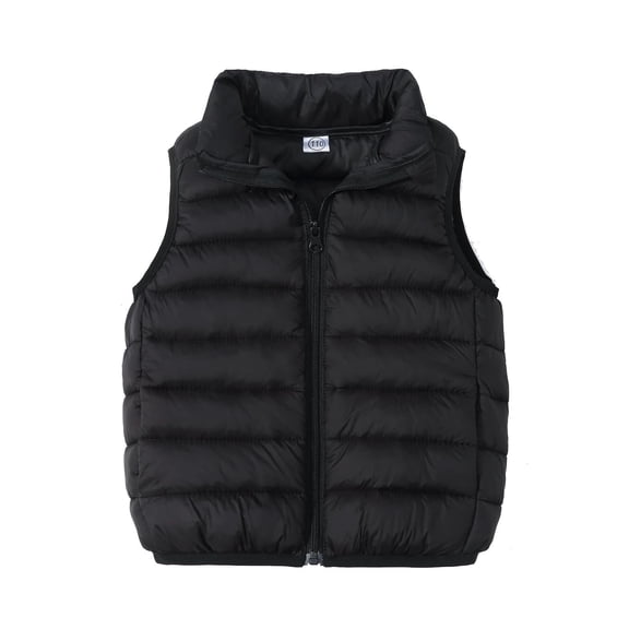 Posijego Winter Puffer Vest for Kids Boys Girls Solid Color Zip Up Sleeveless Down Jacket Toddler Warm Outerwear