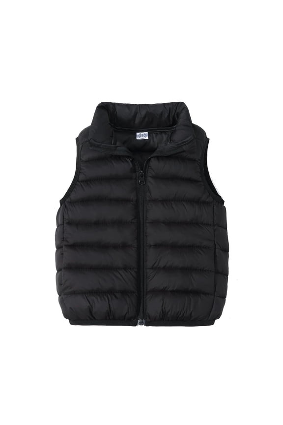 Winter Puffer Vest for Kids Boys Girls Solid Color Zip Up Sleeveless Down Jacket Toddler Warm Outerwear