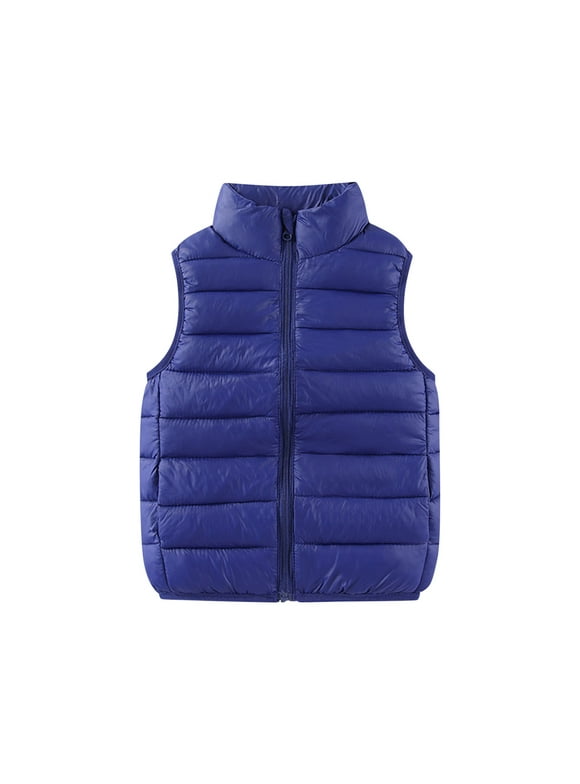 Winter Puffer Vest for Kids Boys Girls Solid Color Zip Up Sleeveless Down Jacket Toddler Warm Outerwear