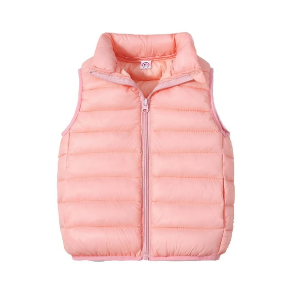 Posijego Winter Puffer Vest for Kids Boys Girls Solid Color Zip Up Sleeveless Down Jacket Toddler Warm Outerwear