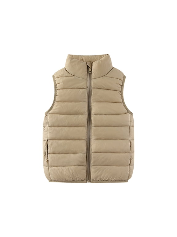 Winter Puffer Vest for Kids Boys Girls Solid Color Zip Up Sleeveless Down Jacket Toddler Warm Outerwear