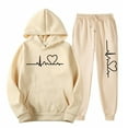 thumbnail image 1 of Posijego Women 2 Piece Outfit Jogging Set Printed Long Sleeve Hooded Sweatshirt Loose Sweatpants Sweatsuit Loungewear, 1 of 2