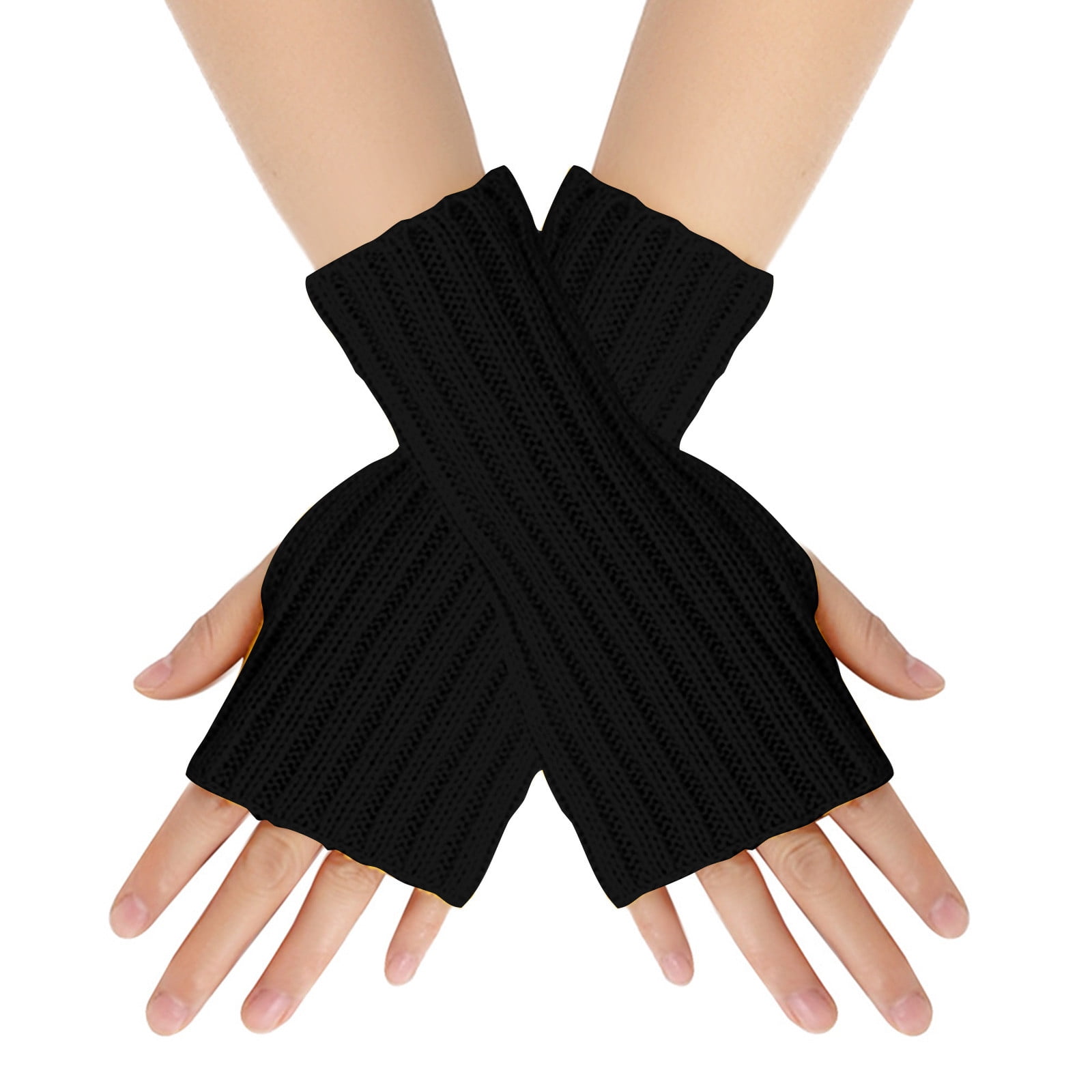 Posijego Women Knit Arm Warmers Winter Half Fingerless Gloves with