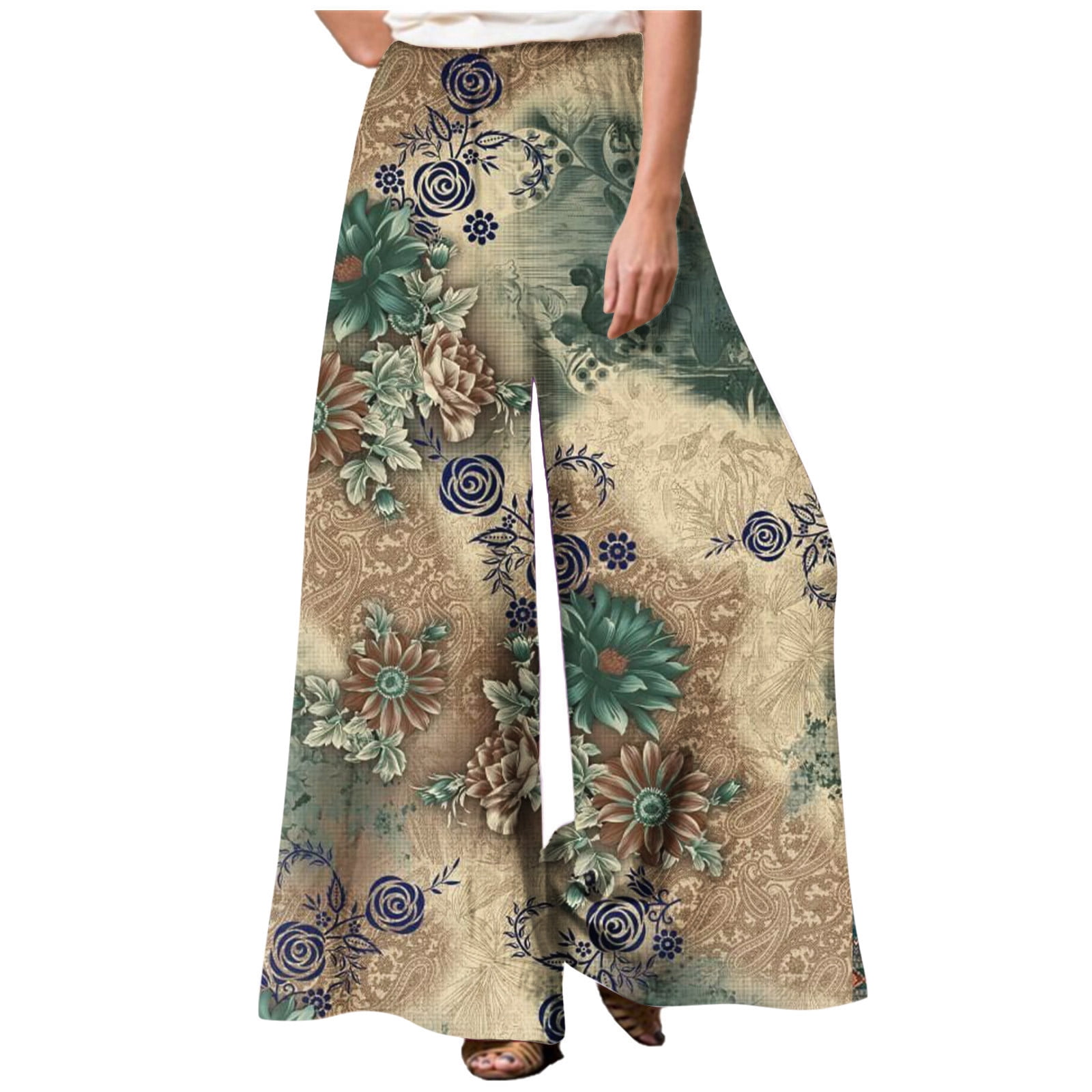 Posijego Women Oversized Palazzo Pants Flowy Wide Legged Pants Vintage